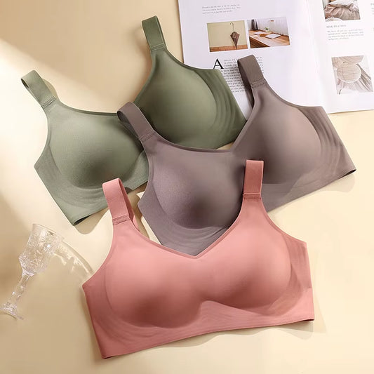 Beautiful Back Large Size Soft Support Push-Up Bra for Women, Seamless One-Piece, Wire-Free, Adjustable Sports Thin Bra Seamless