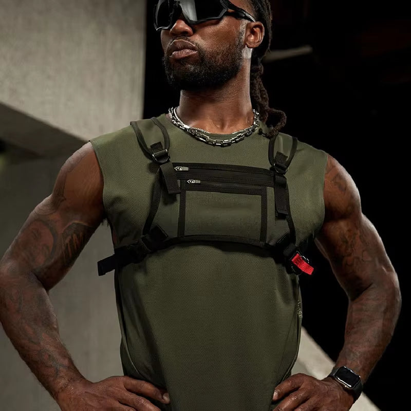 Sports Chest Bag Waterproof Chest Rig Bags Outdoor Running Vest Backpacks Lightweight Front Chest Packs Fitness Mobile Phone Bag