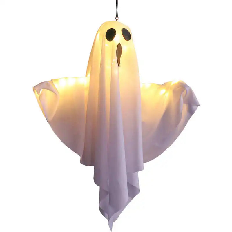 Halloween Glowing White Ghost LED Hanging Ghosts Horror Props with Fairy Light Indoor Outdoor Haunted House Halloween Decoration