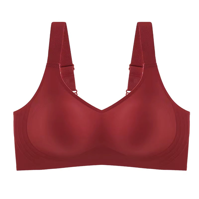 Beautiful Back Large Size Soft Support Push-Up Bra for Women, Seamless One-Piece, Wire-Free, Adjustable Sports Thin Bra Seamless