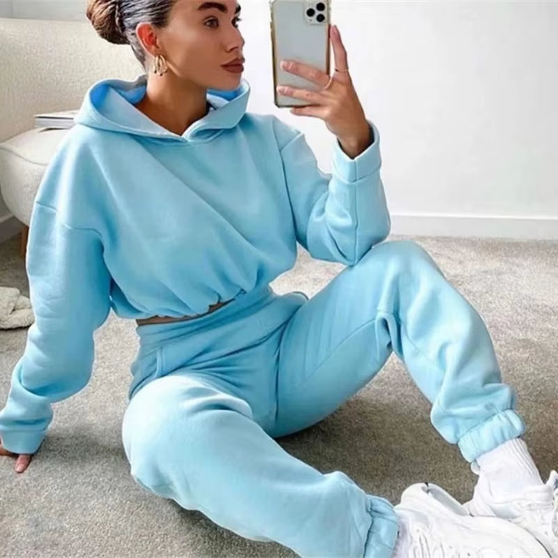 Fall Winter 2025 New Women'S Hoodies Two Piece Set - Oversized Hoodie Sweatpants Sportswear Suit |Casual Sweatshirt Trouser Set