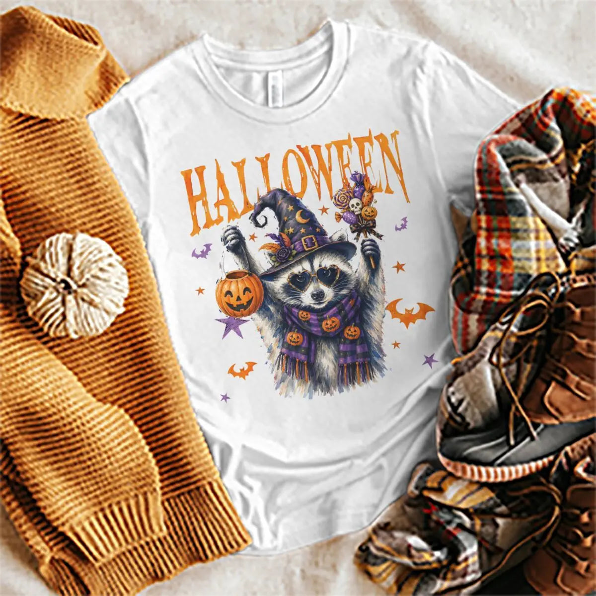 Halloween Shirts for Women Men Vintage Raccoon and Goose T-Shirt Cute Spooky Season Short Sleeve Tee Tops