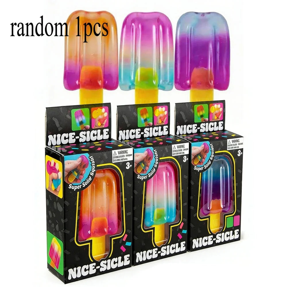 Popsicle Blind Box Cube Sensory Stress Relief Squishy Cube Anti-Anxiety Squeeze Object for Birthday Gift Toy