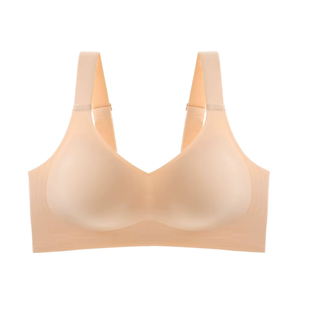 Beautiful Back Large Size Soft Support Push-Up Bra for Women, Seamless One-Piece, Wire-Free, Adjustable Sports Thin Bra Seamless