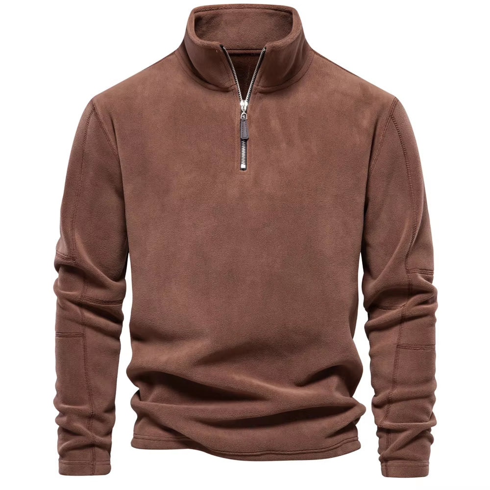 Brand Quality Thicken Warm Fleece Jacket for Men Zipper Neck Pullover Men'S Sweatshirt Soft Shell Mens Jacket