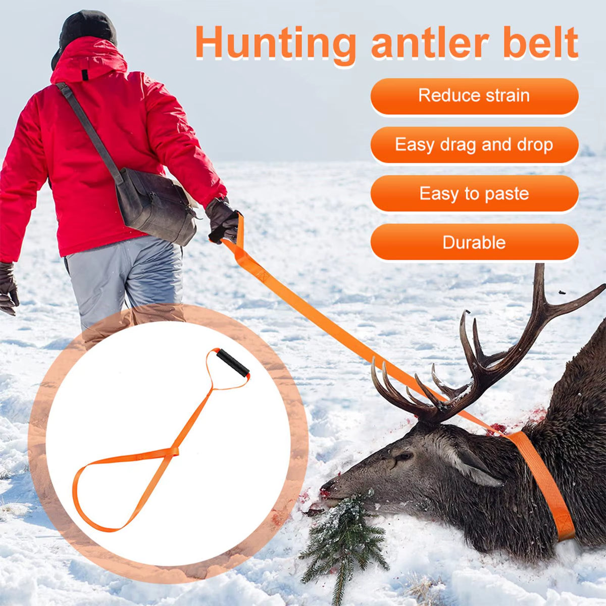1Pcs Deer Drag Harness Padded Handle Wear Resistant Tow Rope Outdoor Equipment