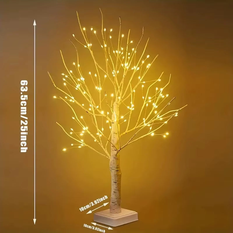 144 LED Birch Tree Light Warm White USB Battery Power Holiday Decorative Tree Christmas Halloween Easter Gift
