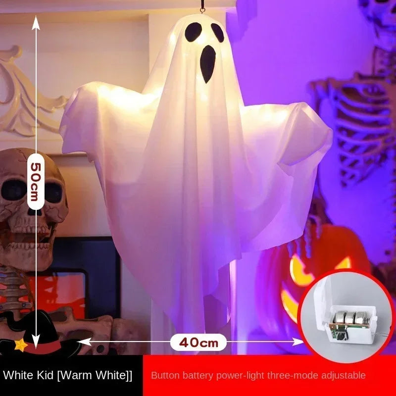 Halloween Glowing White Ghost LED Hanging Ghosts Horror Props with Fairy Light Indoor Outdoor Haunted House Halloween Decoration