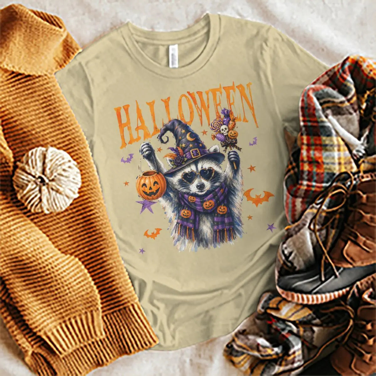 Halloween Shirts for Women Men Vintage Raccoon and Goose T-Shirt Cute Spooky Season Short Sleeve Tee Tops