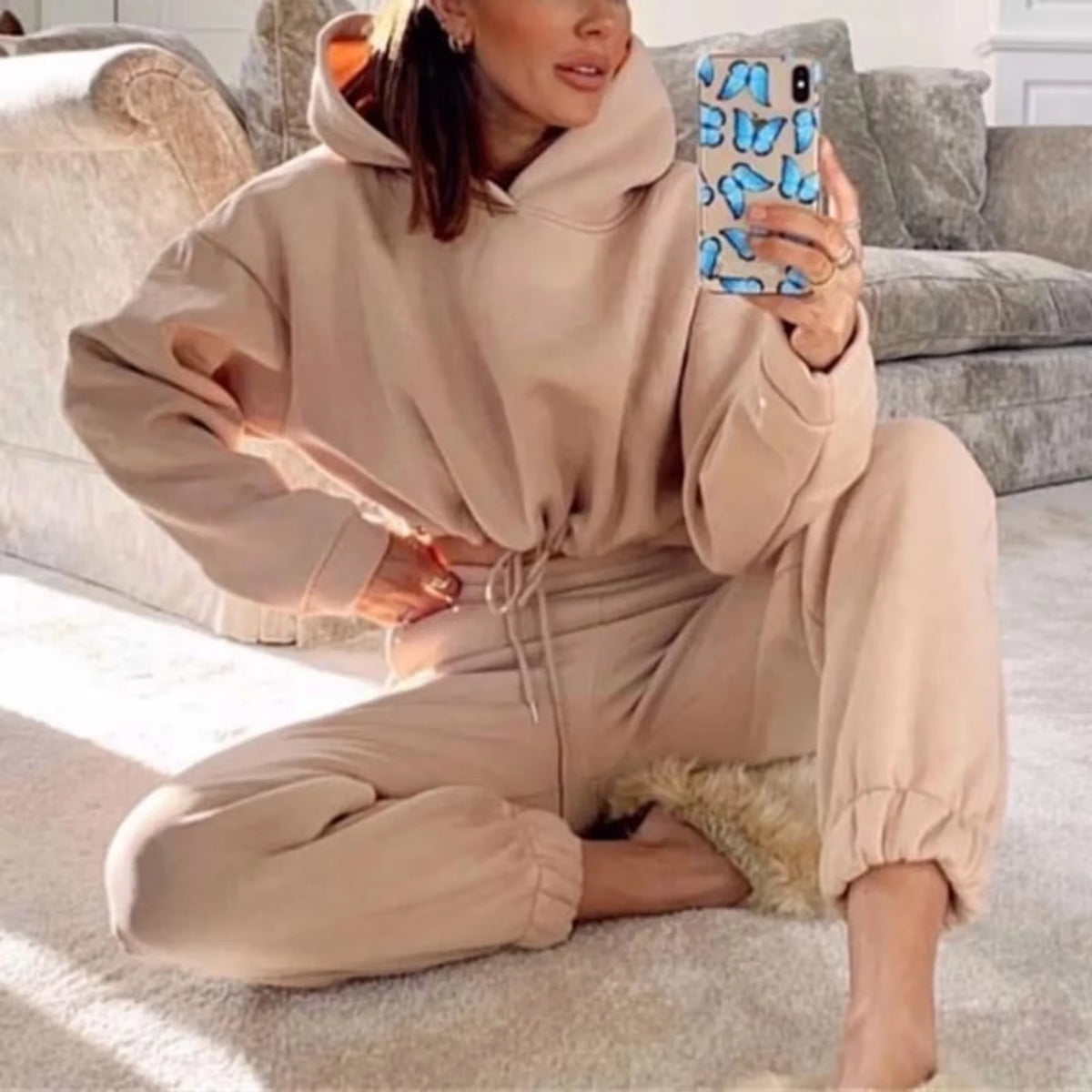Fall Winter 2025 New Women'S Hoodies Two Piece Set - Oversized Hoodie Sweatpants Sportswear Suit |Casual Sweatshirt Trouser Set