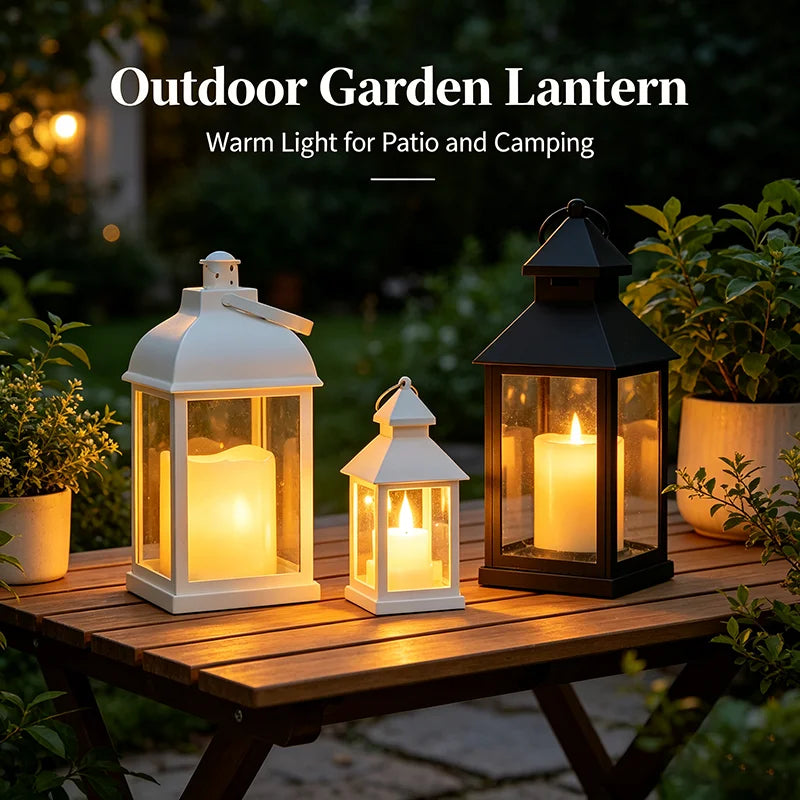 Portable LED Candle Lamps Night Camping Tent Lanterns Outdoor Garden Desk Holiday Atmosphere Retro Night Light Decorative Lamps