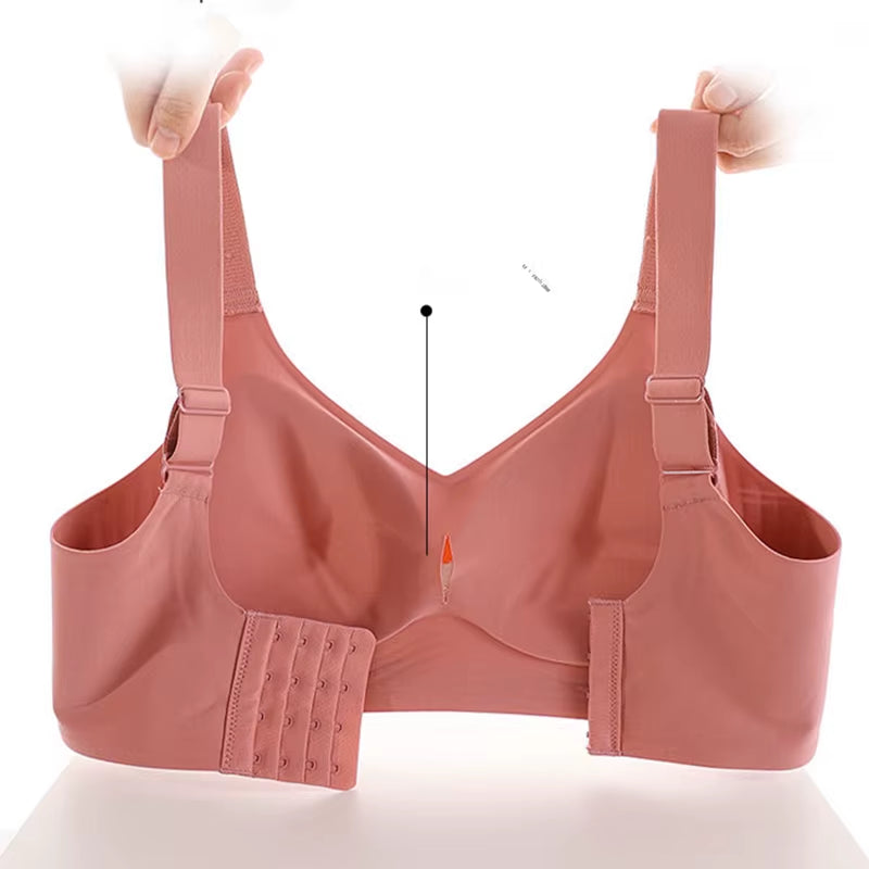 Beautiful Back Large Size Soft Support Push-Up Bra for Women, Seamless One-Piece, Wire-Free, Adjustable Sports Thin Bra Seamless