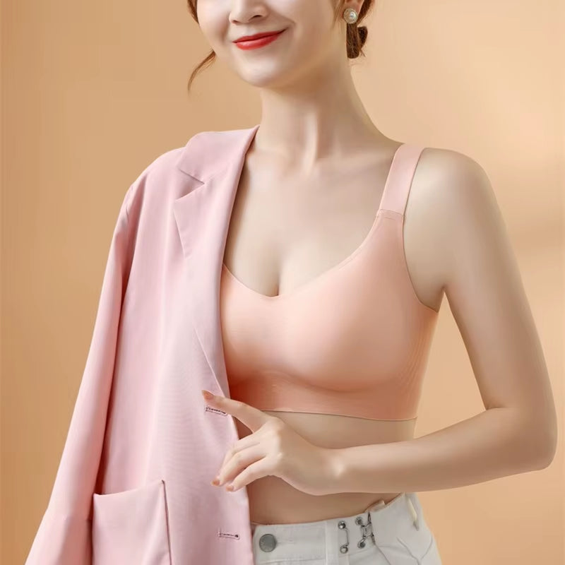 Beautiful Back Large Size Soft Support Push-Up Bra for Women, Seamless One-Piece, Wire-Free, Adjustable Sports Thin Bra Seamless