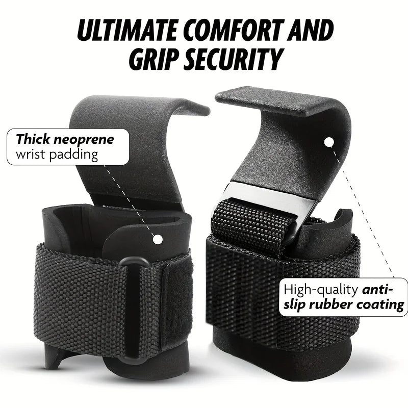 Weight Lifting Hook Grips with Wrist Wraps Hand-Bar Wrist Strap Gym Fitness Hook Weight Strap Pull-Ups Power Lifting Gloves