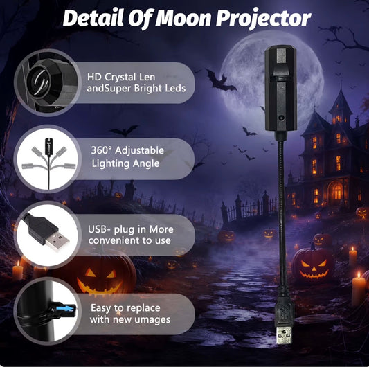 Halloween USB LED Projection Lamp,3/6Pcs Patterns Light Ghost,Bat,Spider,Skeleton,Halloween Atmosphere Light Festive Decoration