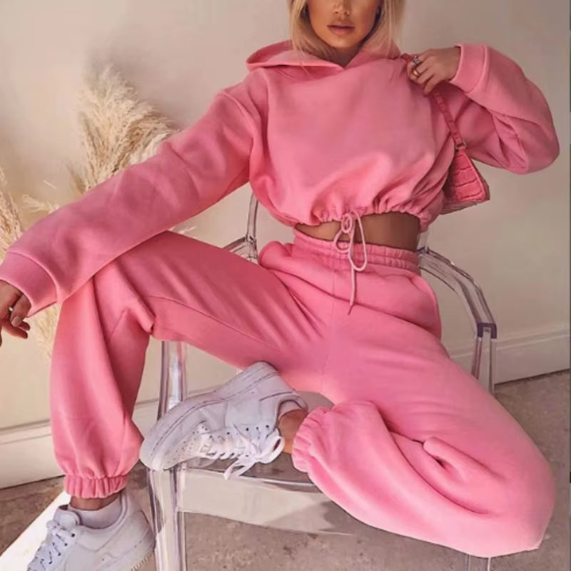 Fall Winter 2025 New Women'S Hoodies Two Piece Set - Oversized Hoodie Sweatpants Sportswear Suit |Casual Sweatshirt Trouser Set