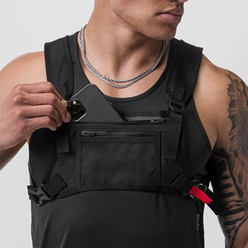 Sports Chest Bag Waterproof Chest Rig Bags Outdoor Running Vest Backpacks Lightweight Front Chest Packs Fitness Mobile Phone Bag