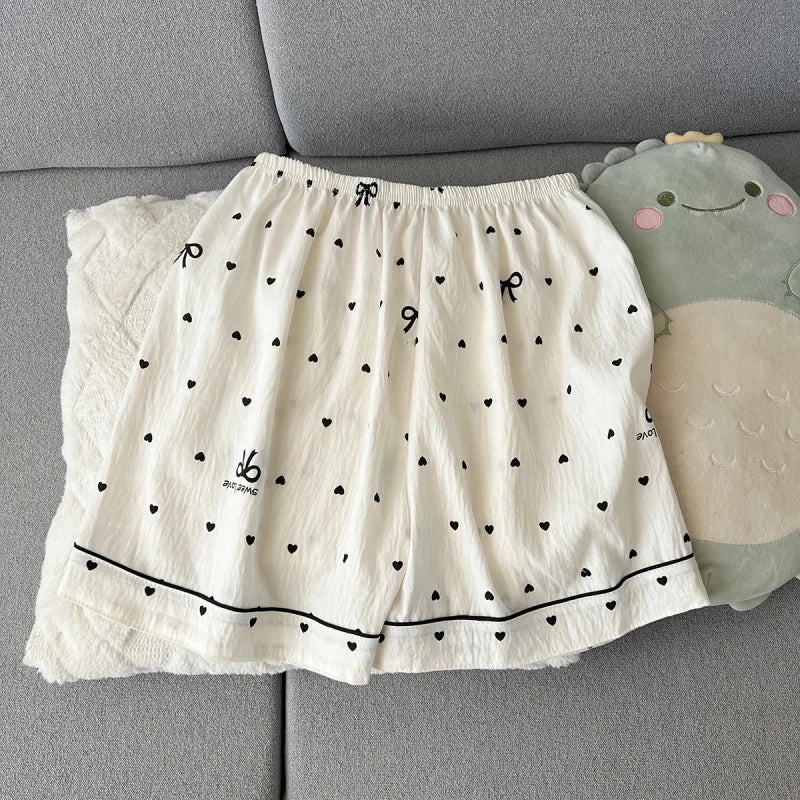 2Summer Short-Sleeve Pajama Set for Women, Comfortable and Trendy, Shorts That Can Be Worn Outside, Home Wear Set