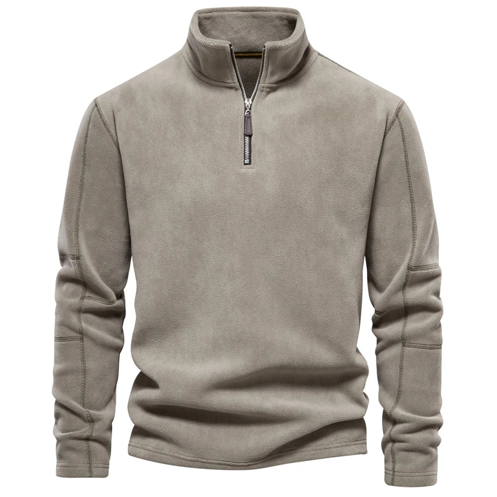 Brand Quality Thicken Warm Fleece Jacket for Men Zipper Neck Pullover Men'S Sweatshirt Soft Shell Mens Jacket