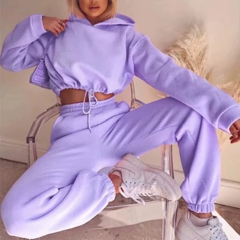 Fall Winter 2025 New Women'S Hoodies Two Piece Set - Oversized Hoodie Sweatpants Sportswear Suit |Casual Sweatshirt Trouser Set