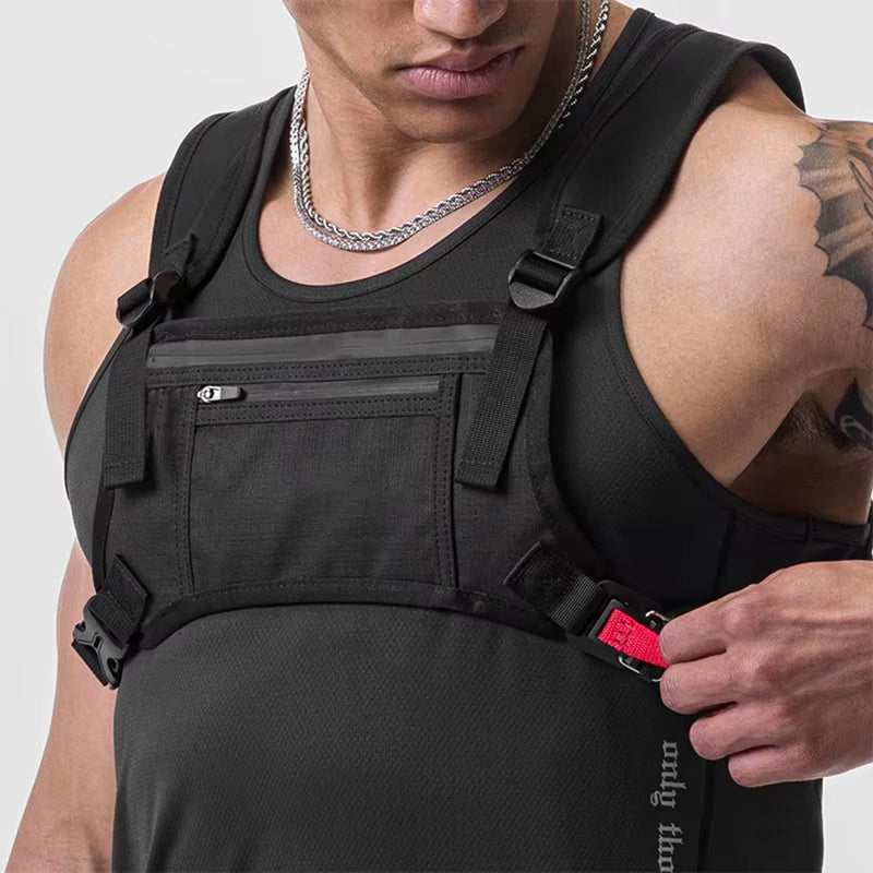 Sports Chest Bag Waterproof Chest Rig Bags Outdoor Running Vest Backpacks Lightweight Front Chest Packs Fitness Mobile Phone Bag