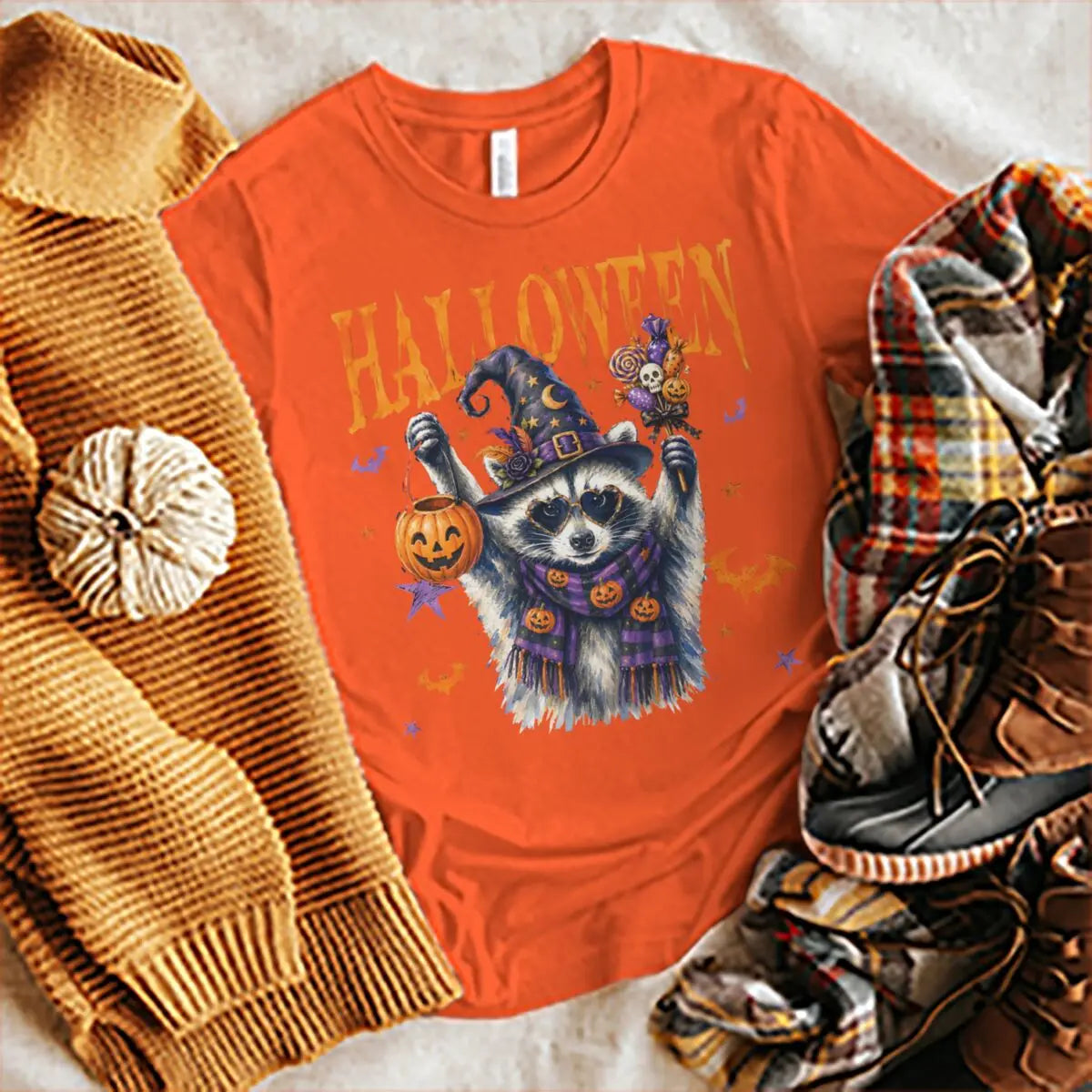 Halloween Shirts for Women Men Vintage Raccoon and Goose T-Shirt Cute Spooky Season Short Sleeve Tee Tops