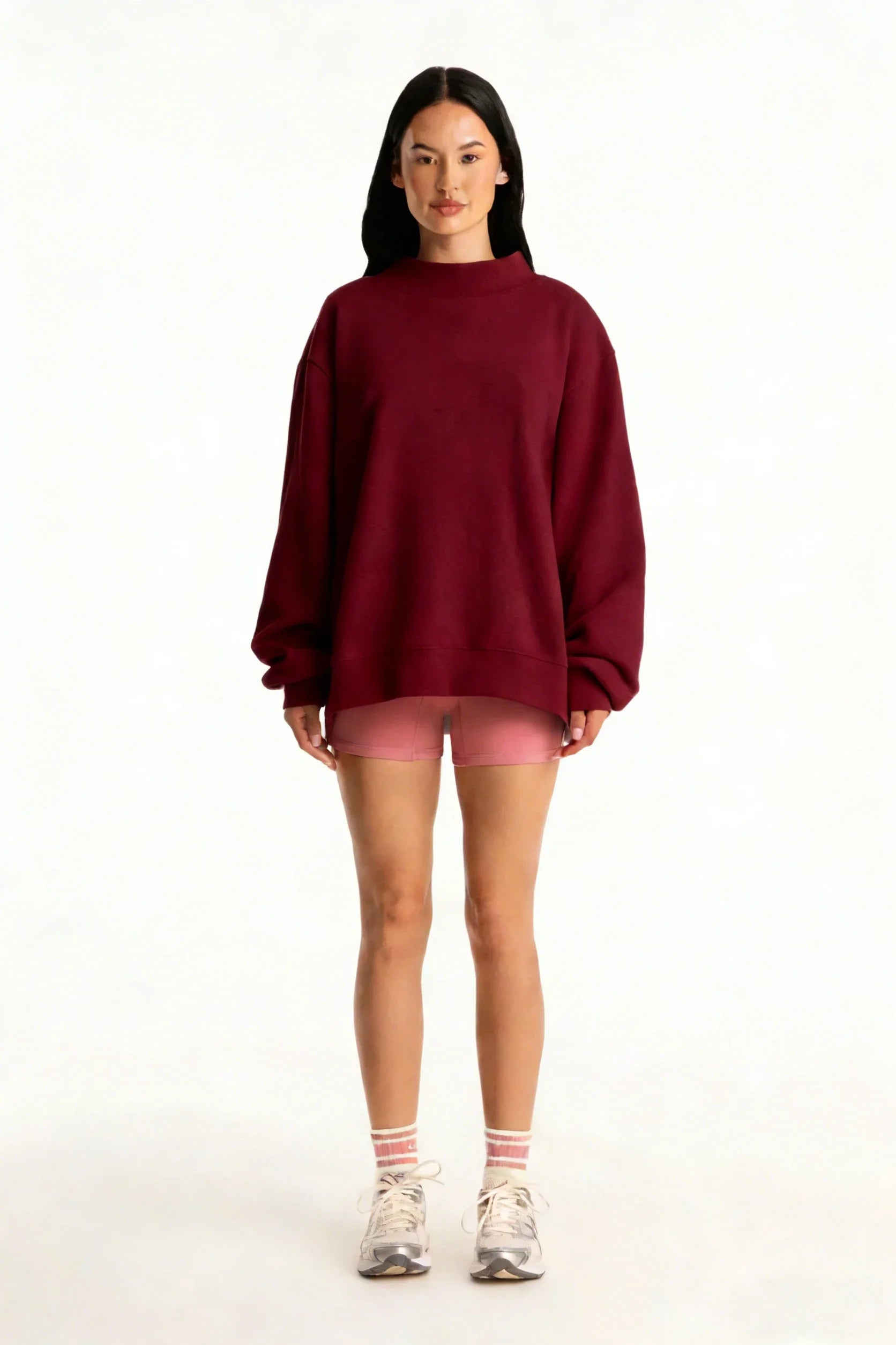 2026 Ladies' Women'S Sweatshirts Spring Autumn Long Sleeve Mock Neck Casual Hoodies plus Size Womens Relaxed Solid Color Hoodie