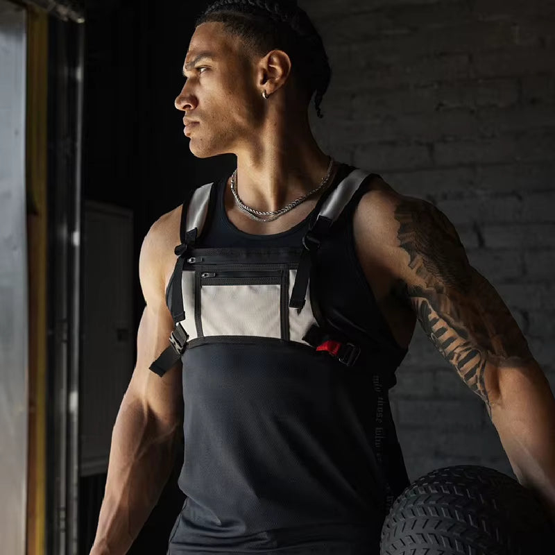 Sports Chest Bag Waterproof Chest Rig Bags Outdoor Running Vest Backpacks Lightweight Front Chest Packs Fitness Mobile Phone Bag