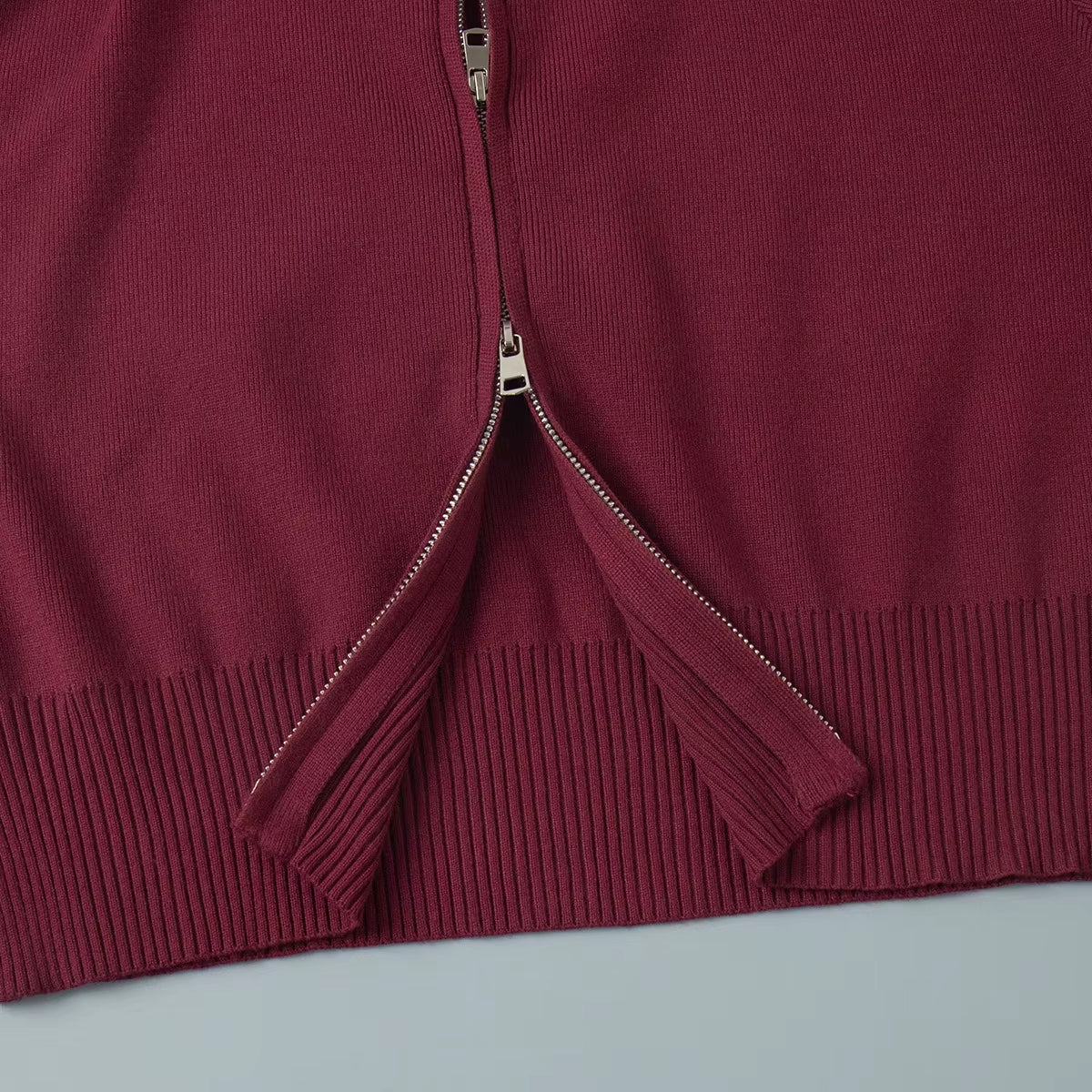 Women'S New Knit Zip up Cardigan Wide Leg Pants Set Soft Fabric Cropped Elastic Waist Autumn Winter Fashion Sweater
