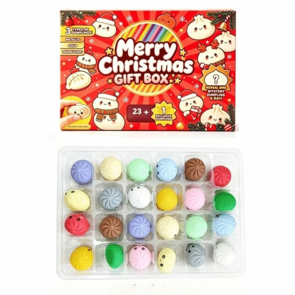 Soft Christmas Dumpling Advent Calendar Fidget Anxiety Relief Mystery Dumplings Toy Slow Resilience Decompression