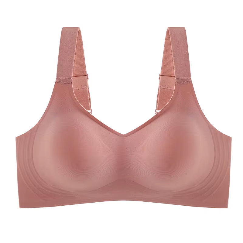 Beautiful Back Large Size Soft Support Push-Up Bra for Women, Seamless One-Piece, Wire-Free, Adjustable Sports Thin Bra Seamless