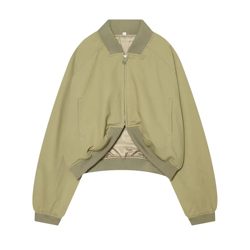 Varsity Bomber Jackets for Women Zipper Cropped Jacket Woman Outerwears Casual Womens Coats Long Sleeve Women'S Jackets