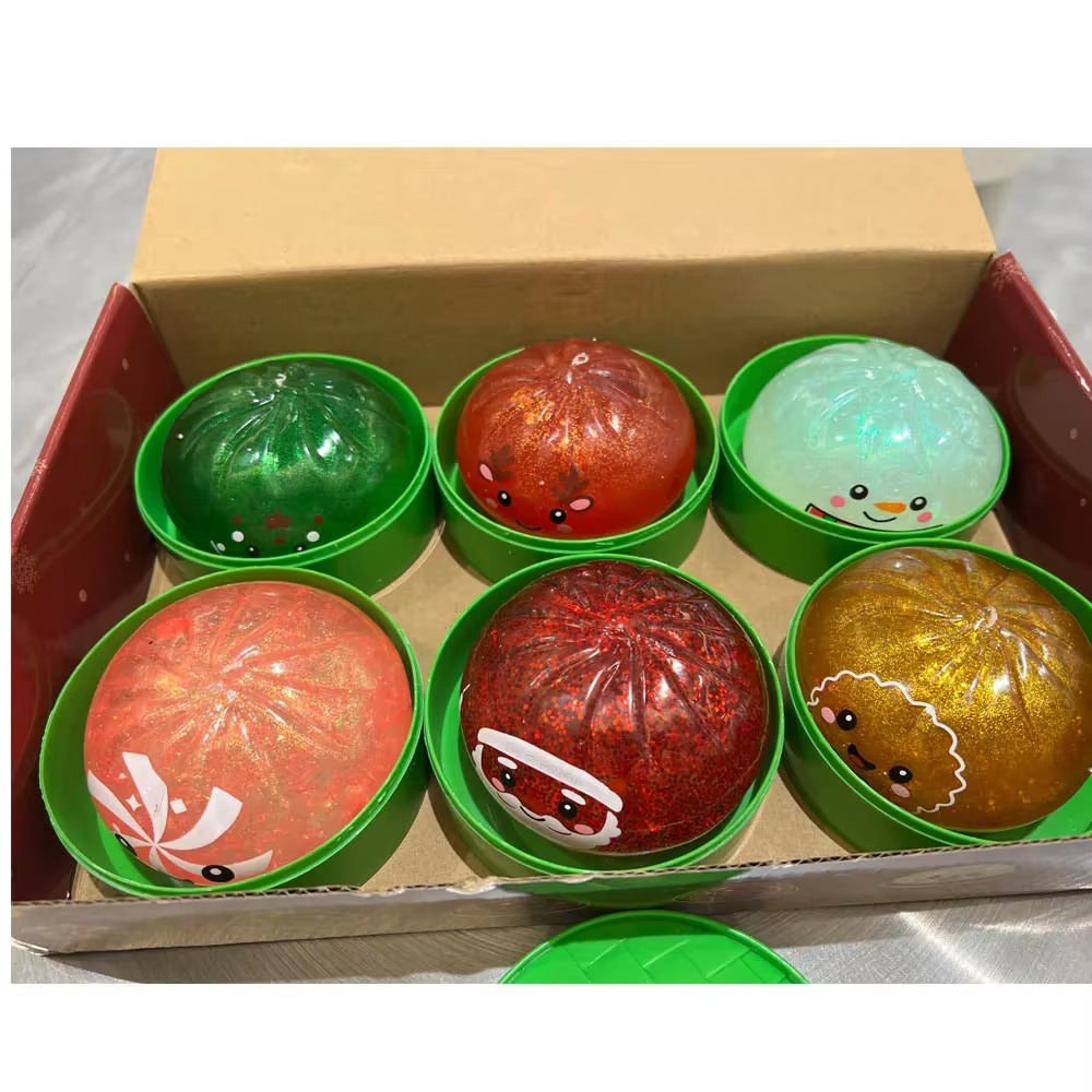 2026 Christmas Dumpling Squishy Snowman Elk Santa Claus Squeeze Ball with Box Stress Relief Merry Christmas New Year XMAS Gift