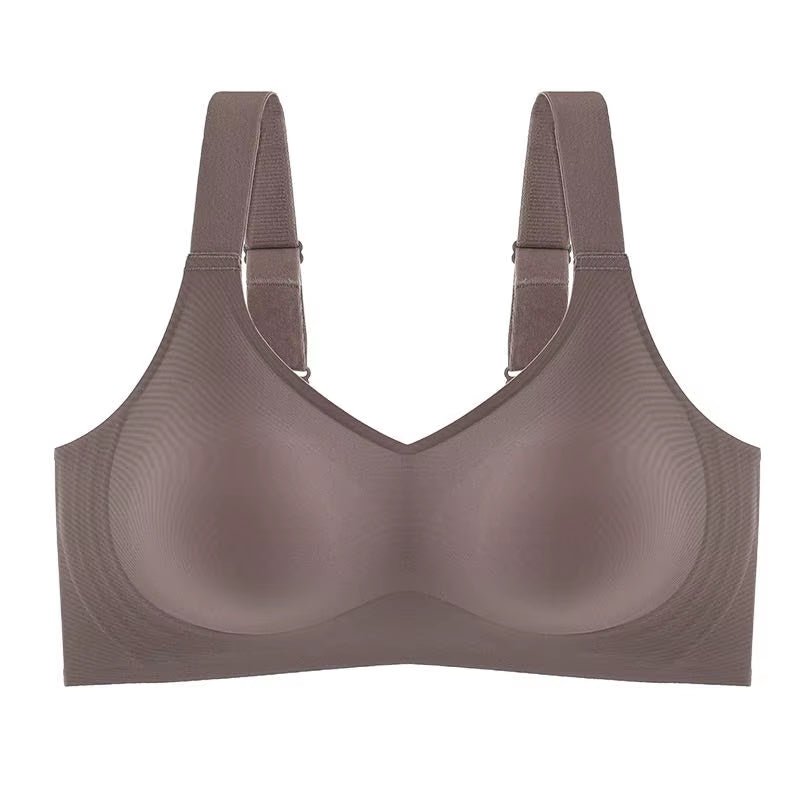 Beautiful Back Large Size Soft Support Push-Up Bra for Women, Seamless One-Piece, Wire-Free, Adjustable Sports Thin Bra Seamless
