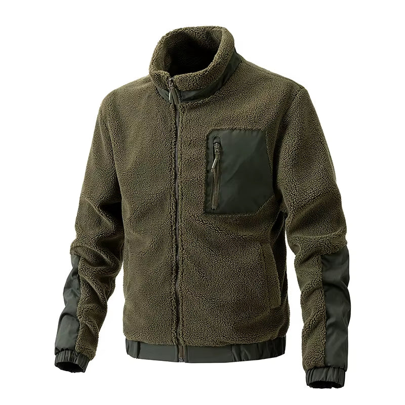 Mens Autumn Winter Stand Collar Sherpa Fleece Jacket Casual Outdoor Cardigan Coat New Export Quality Zipper Jacket Thickened War