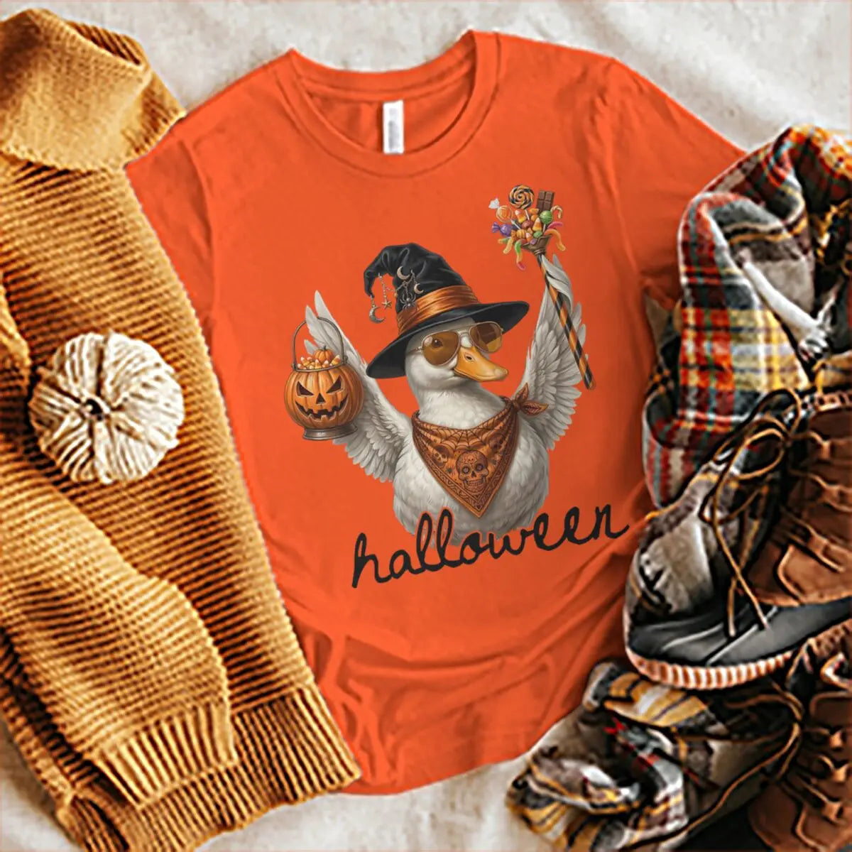 Halloween Shirts for Women Men Vintage Raccoon and Goose T-Shirt Cute Spooky Season Short Sleeve Tee Tops