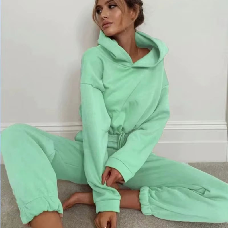 Fall Winter 2025 New Women'S Hoodies Two Piece Set - Oversized Hoodie Sweatpants Sportswear Suit |Casual Sweatshirt Trouser Set