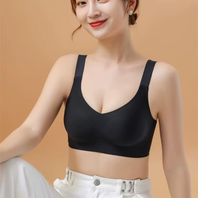 Beautiful Back Large Size Soft Support Push-Up Bra for Women, Seamless One-Piece, Wire-Free, Adjustable Sports Thin Bra Seamless
