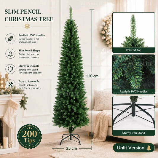 Pencil Artificial Christmas Tree PVC Material Encryption Christmas Tree 120CM to 210CM Family Christmas Party Arrange Decoration