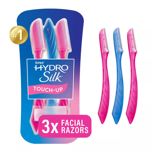 Schick Hydro Silk Touch-Up Dermaplaning Tool with Precision Cover - 3 Ct: Face Razor, Manual Use, Protective Cover