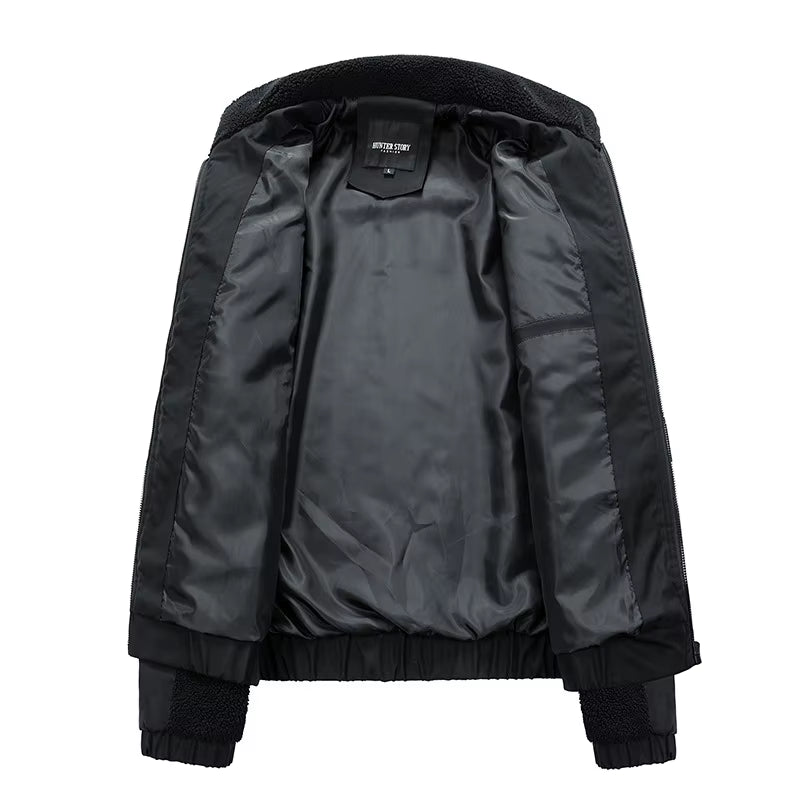 Mens Autumn Winter Stand Collar Sherpa Fleece Jacket Casual Outdoor Cardigan Coat New Export Quality Zipper Jacket Thickened War